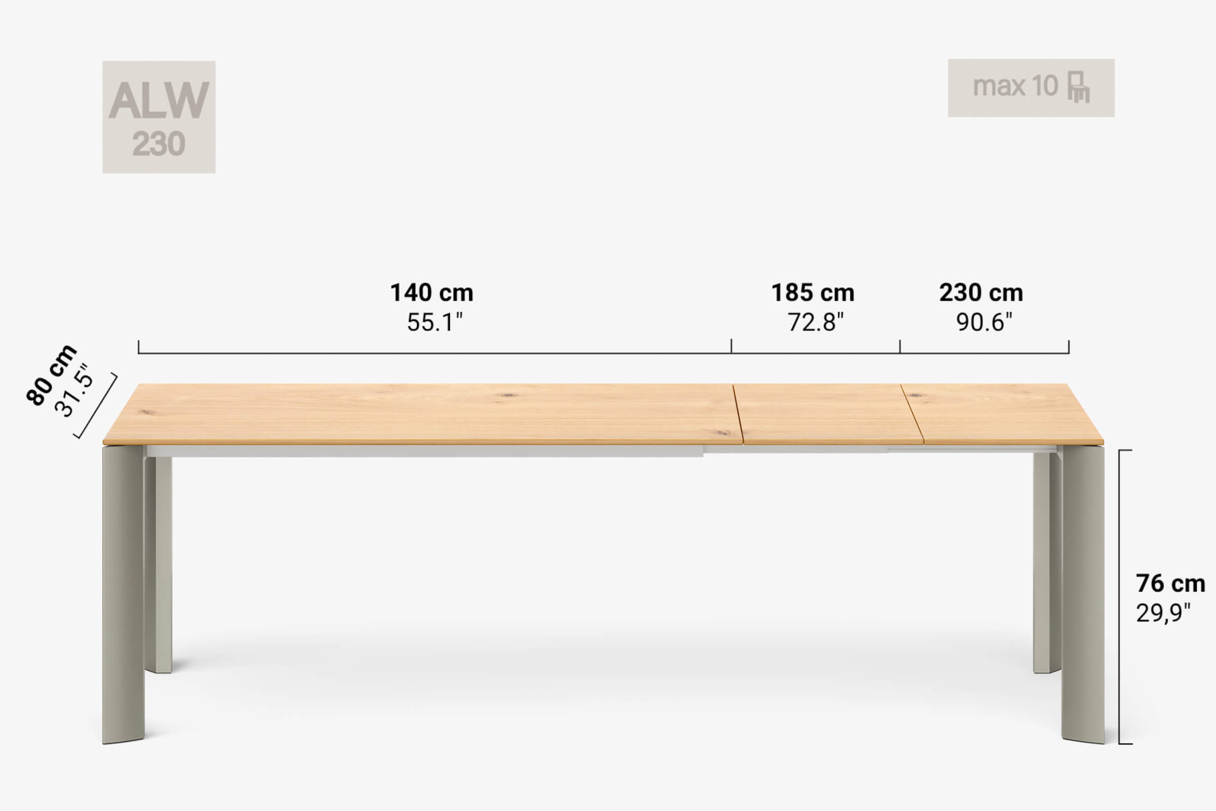 BERNINI Bois - Table à manger extensible