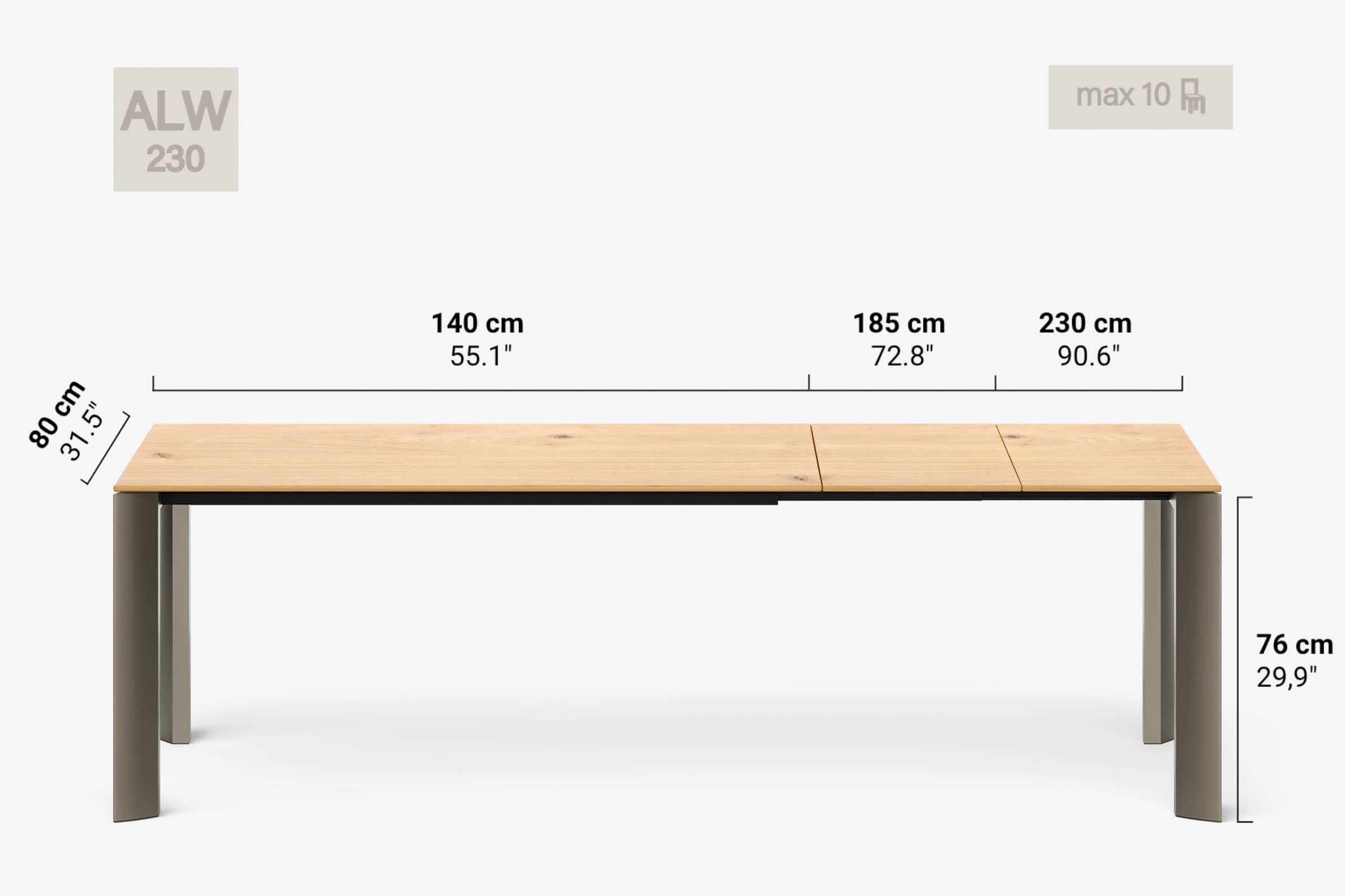 BERNINI Bois - Table à manger extensible