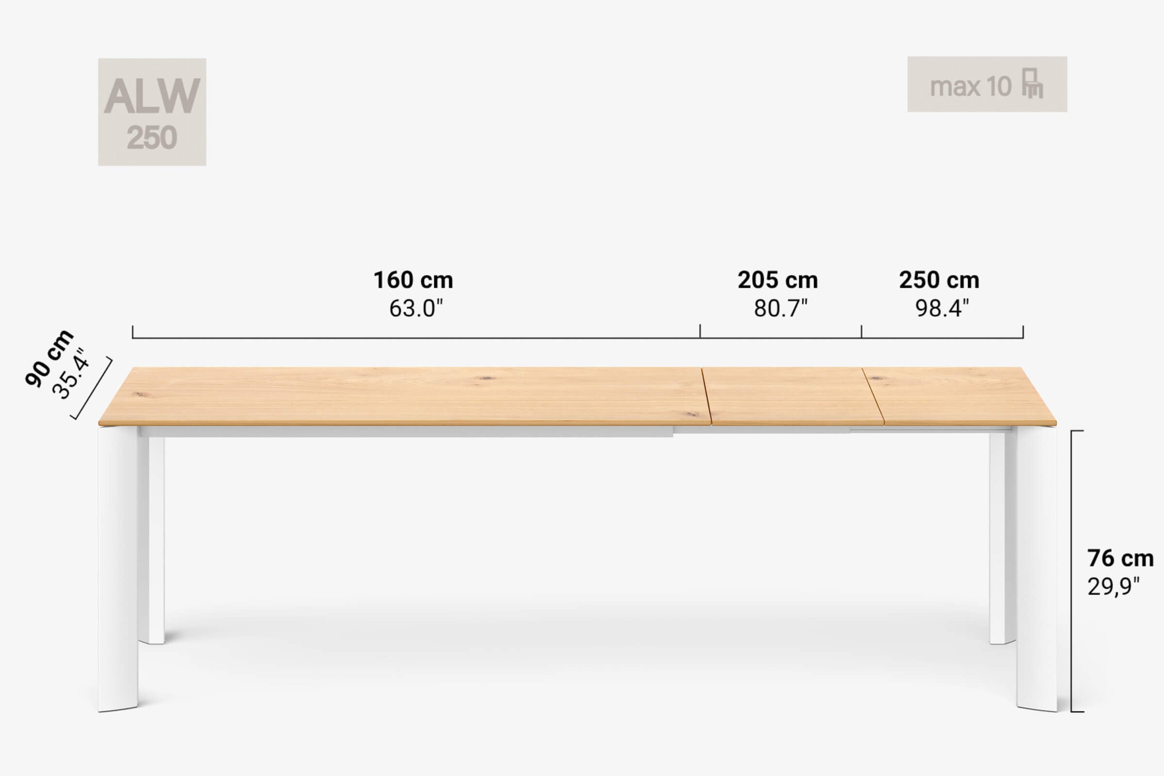 BERNINI Bois - Table à manger extensible