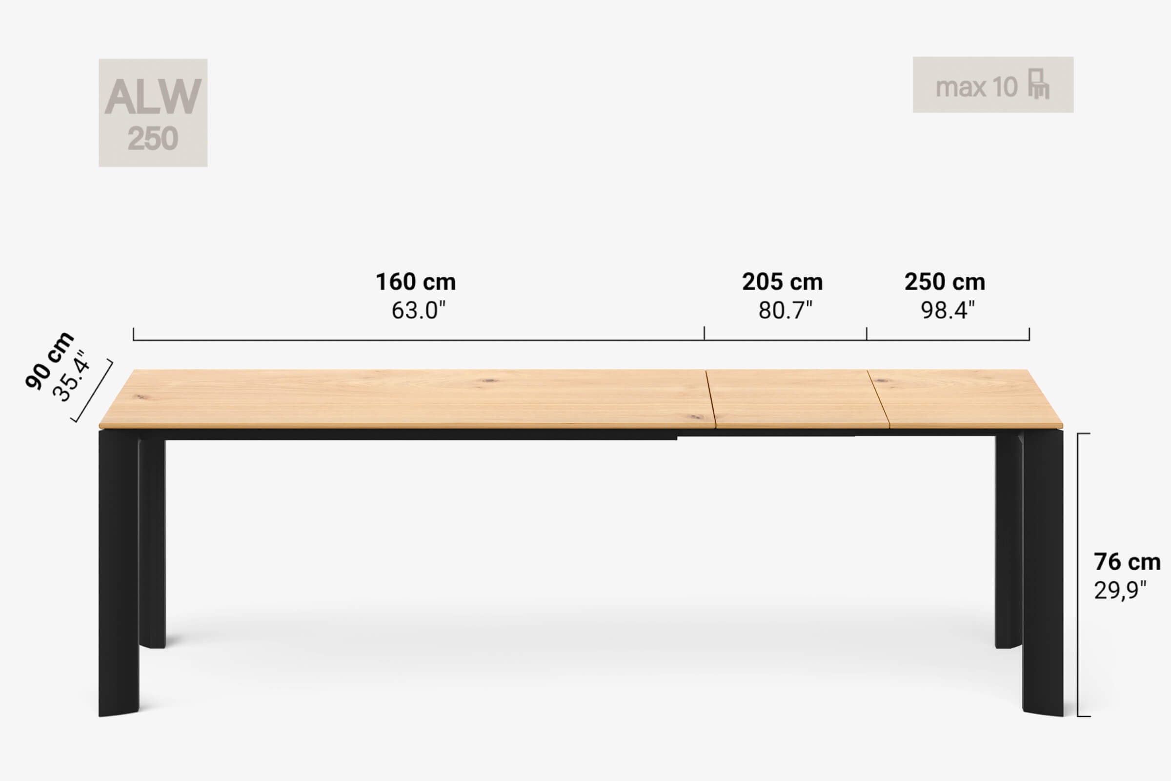 BERNINI Bois - Table à manger extensible