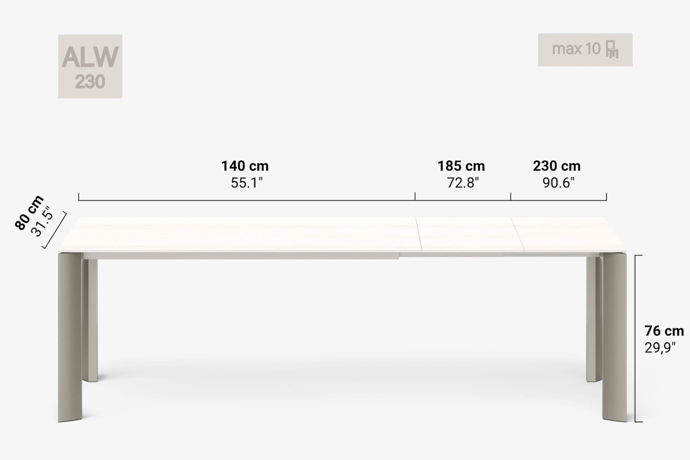 BERNINI Bois - Table à manger extensible