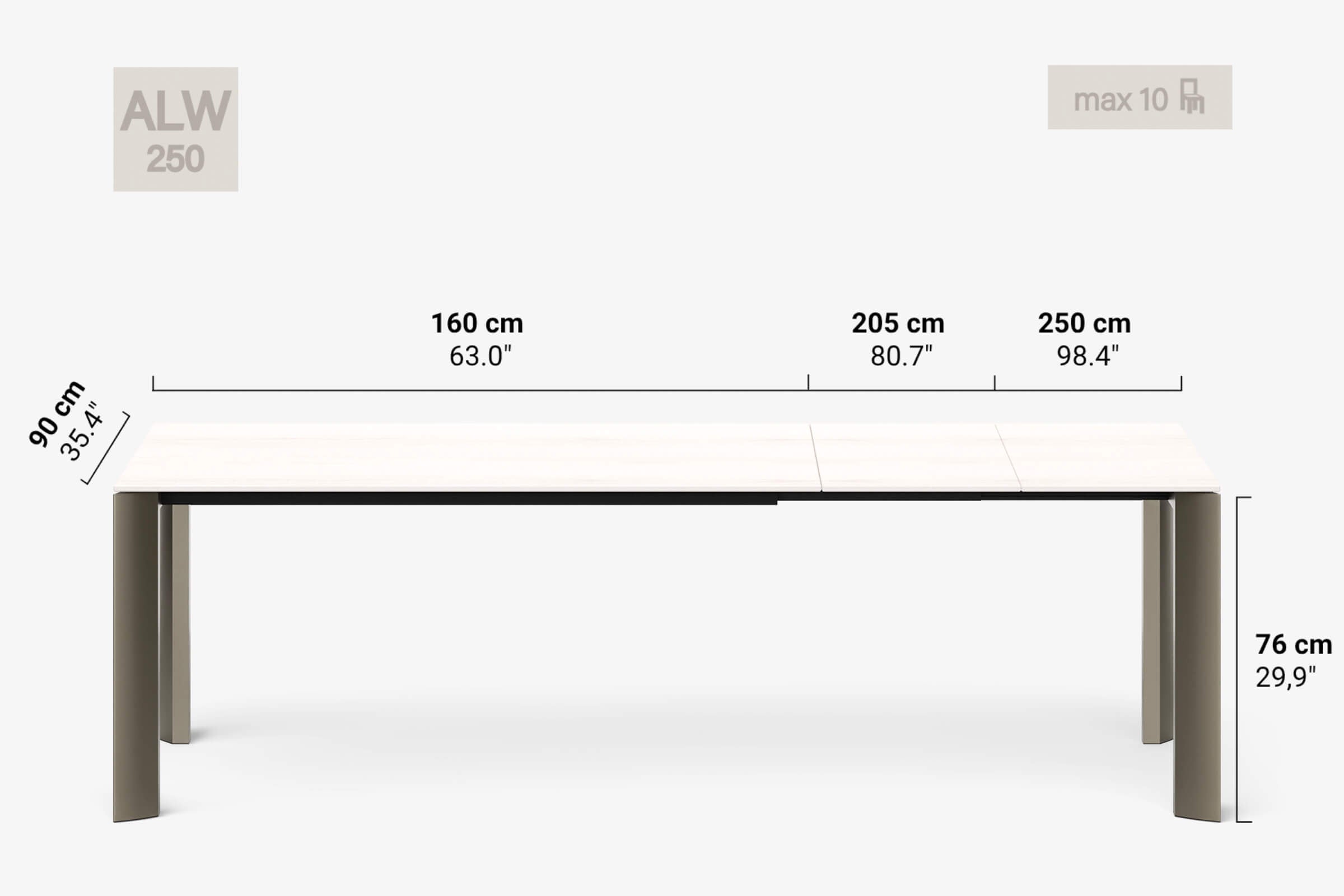 BERNINI Bois - Table à manger extensible