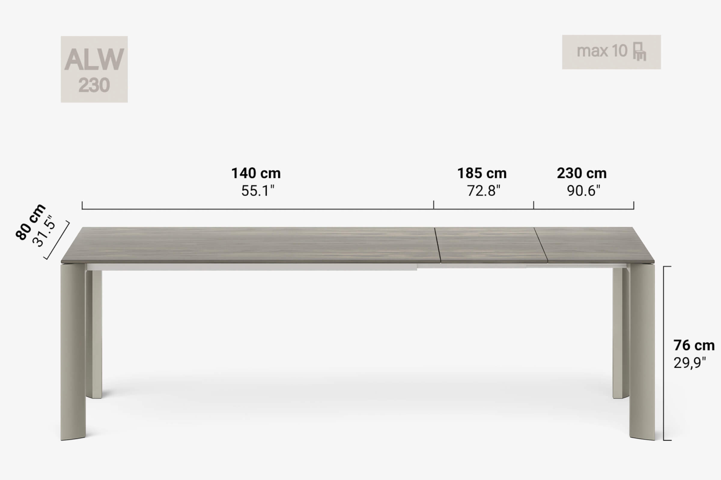 BERNINI Bois - Table à manger extensible