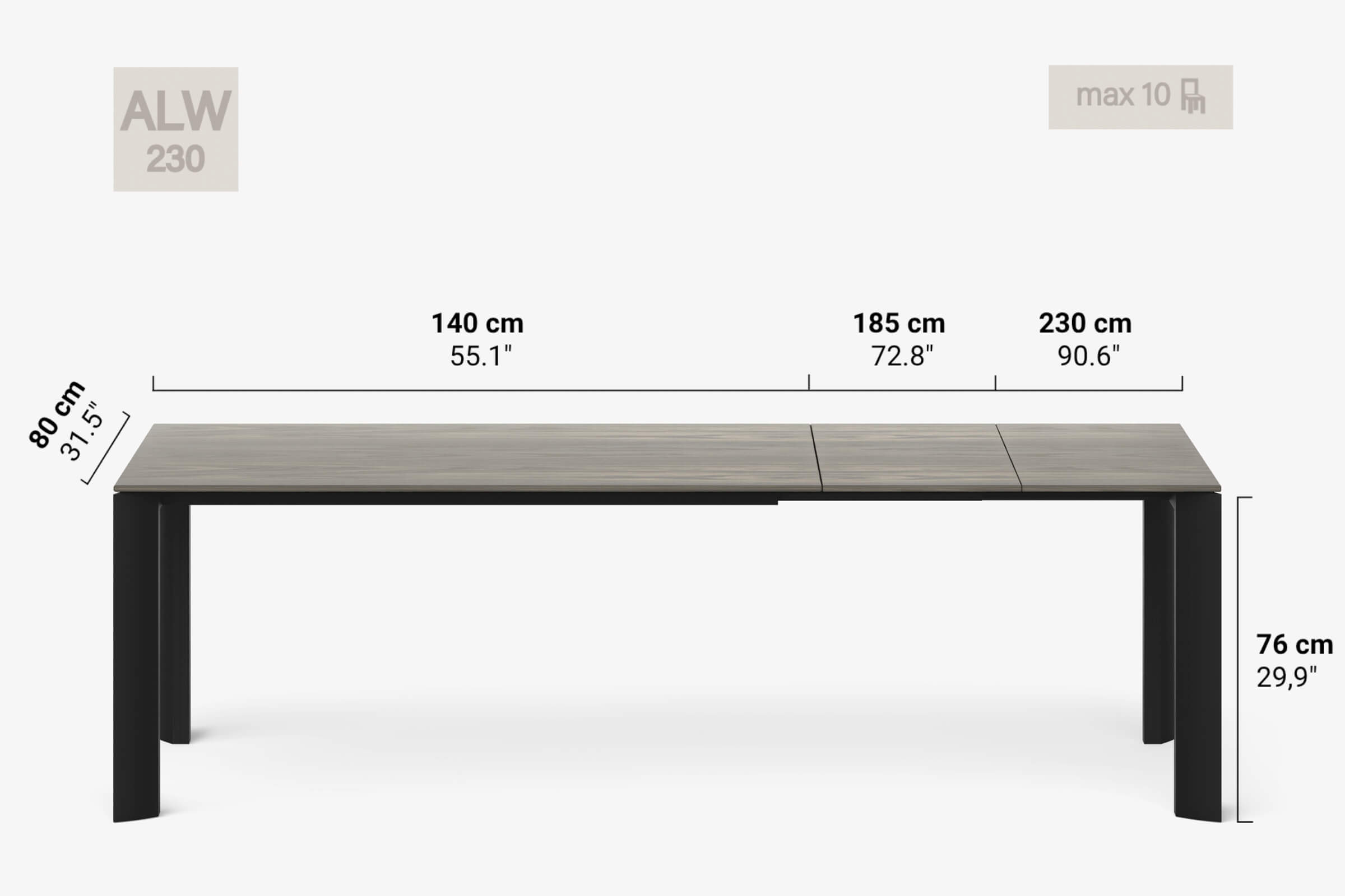 BERNINI Bois - Table à manger extensible
