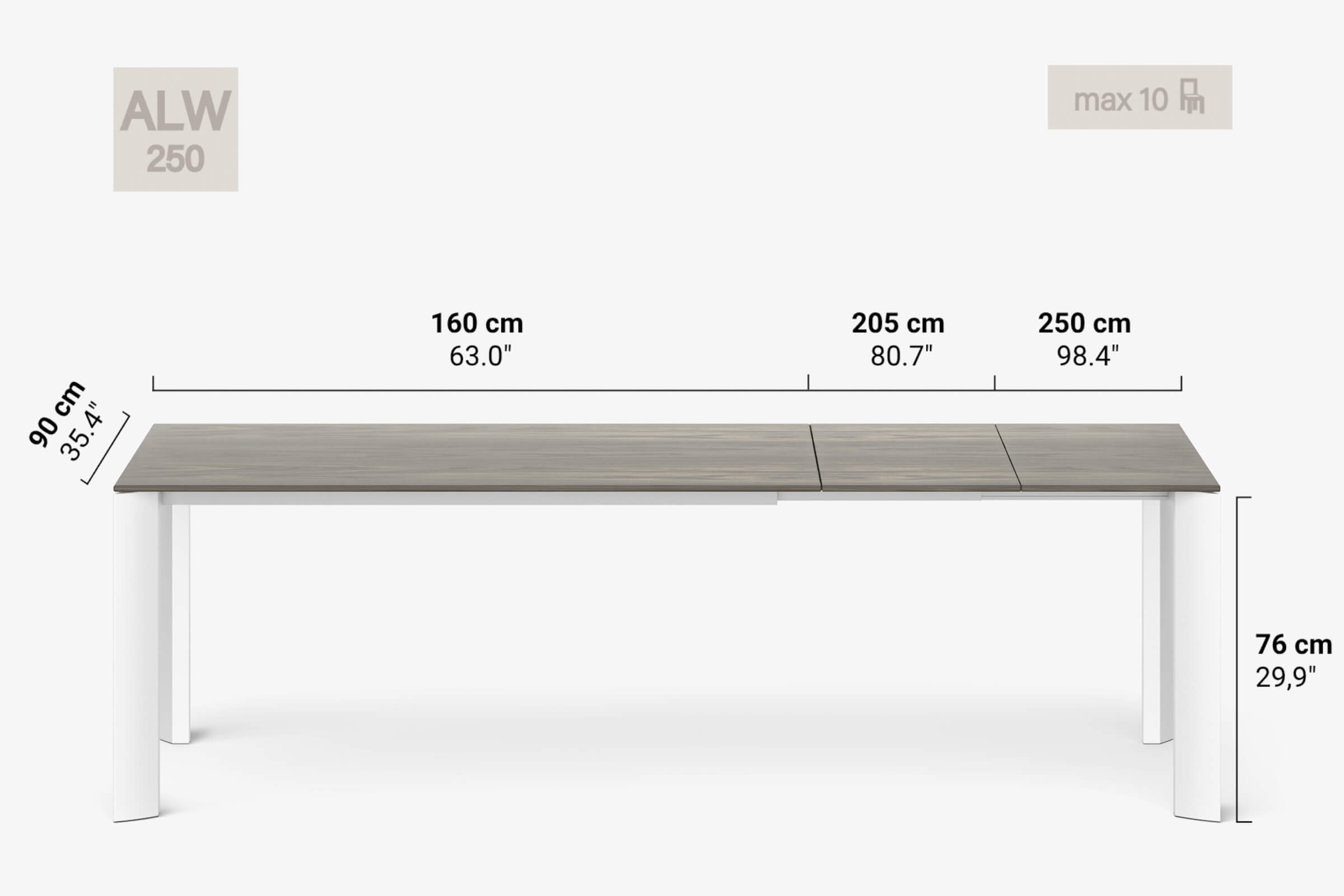BERNINI Bois - Table à manger extensible