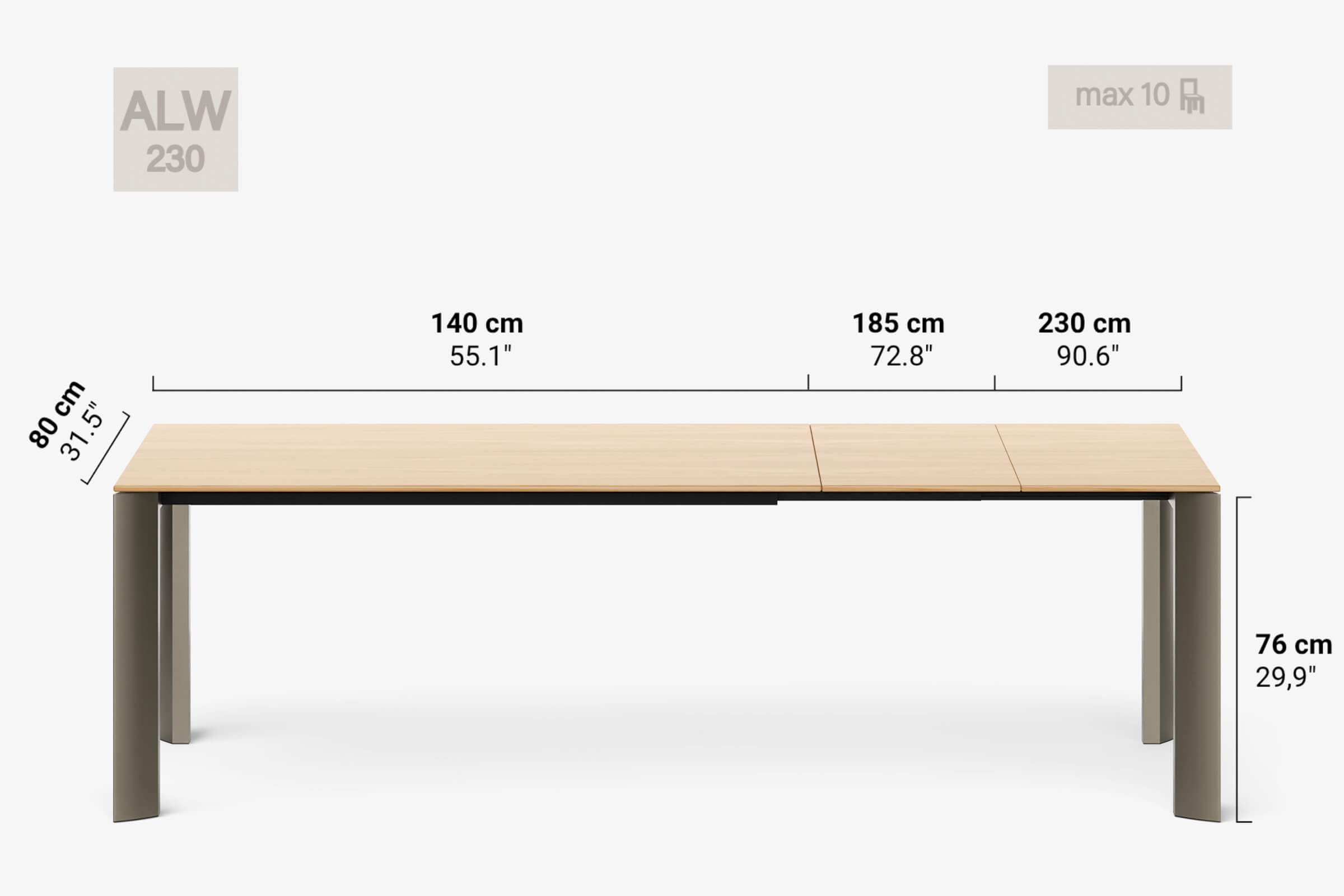 BERNINI Bois - Table à manger extensible