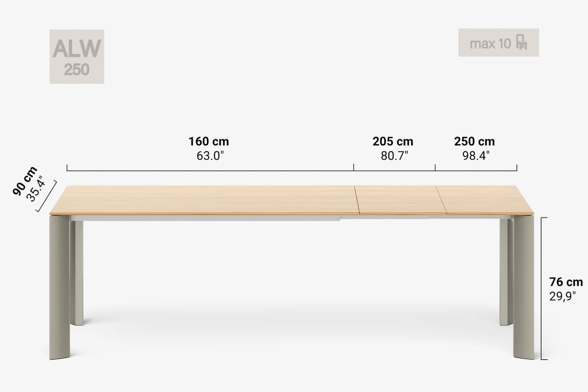 BERNINI Bois - Table à manger extensible