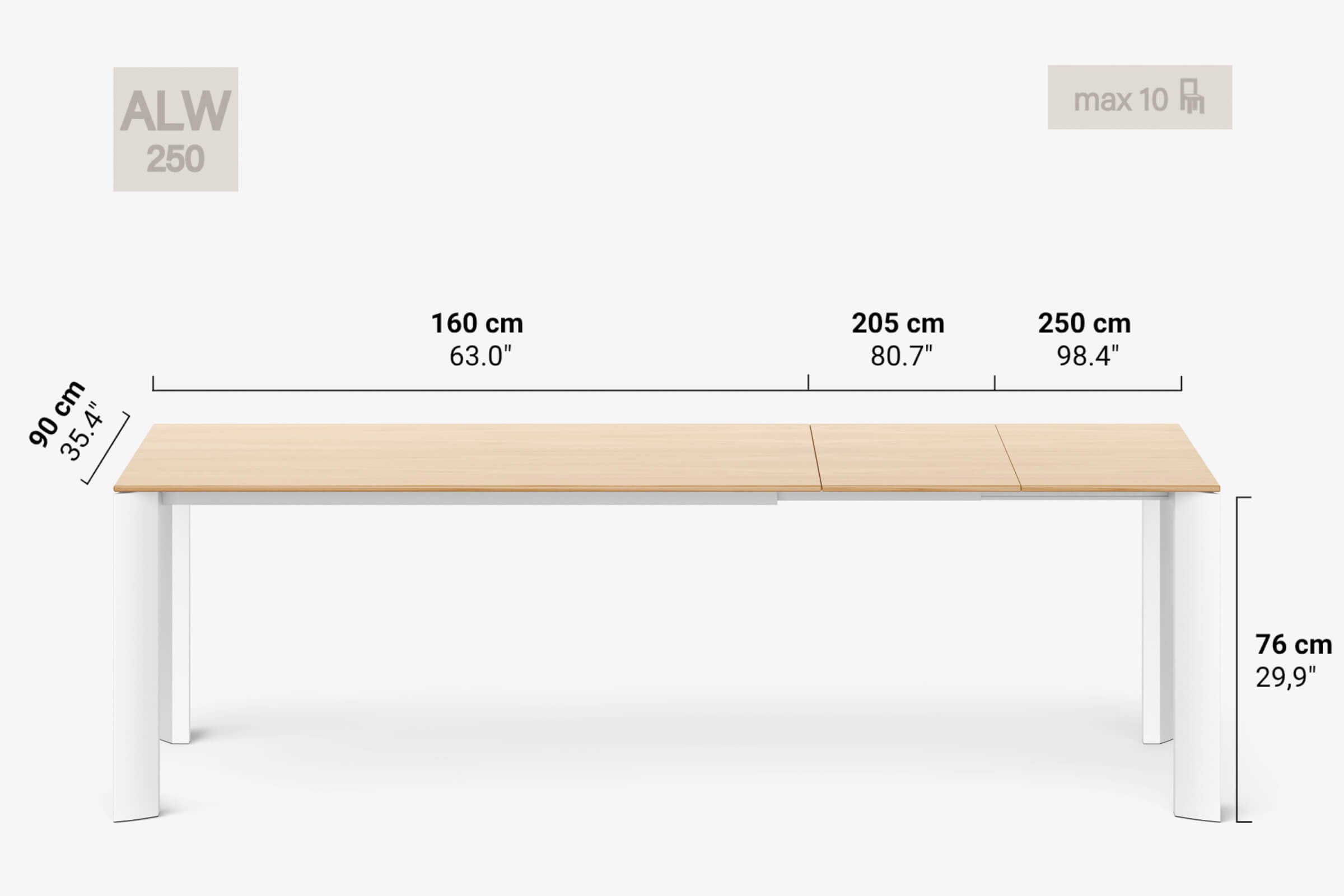 BERNINI Bois - Table à manger extensible