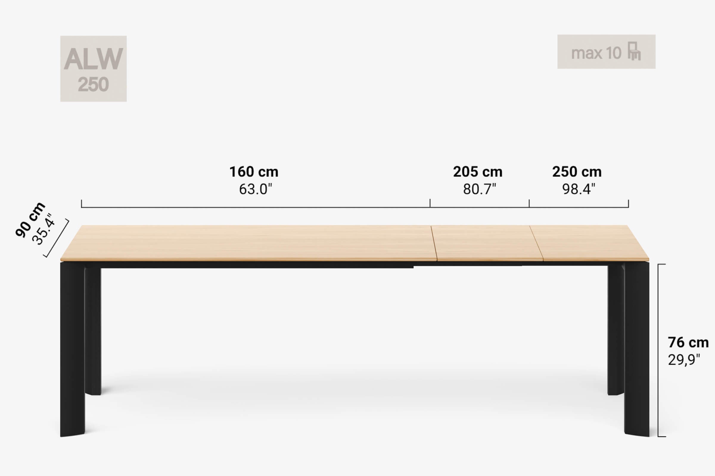 BERNINI Bois - Table à manger extensible