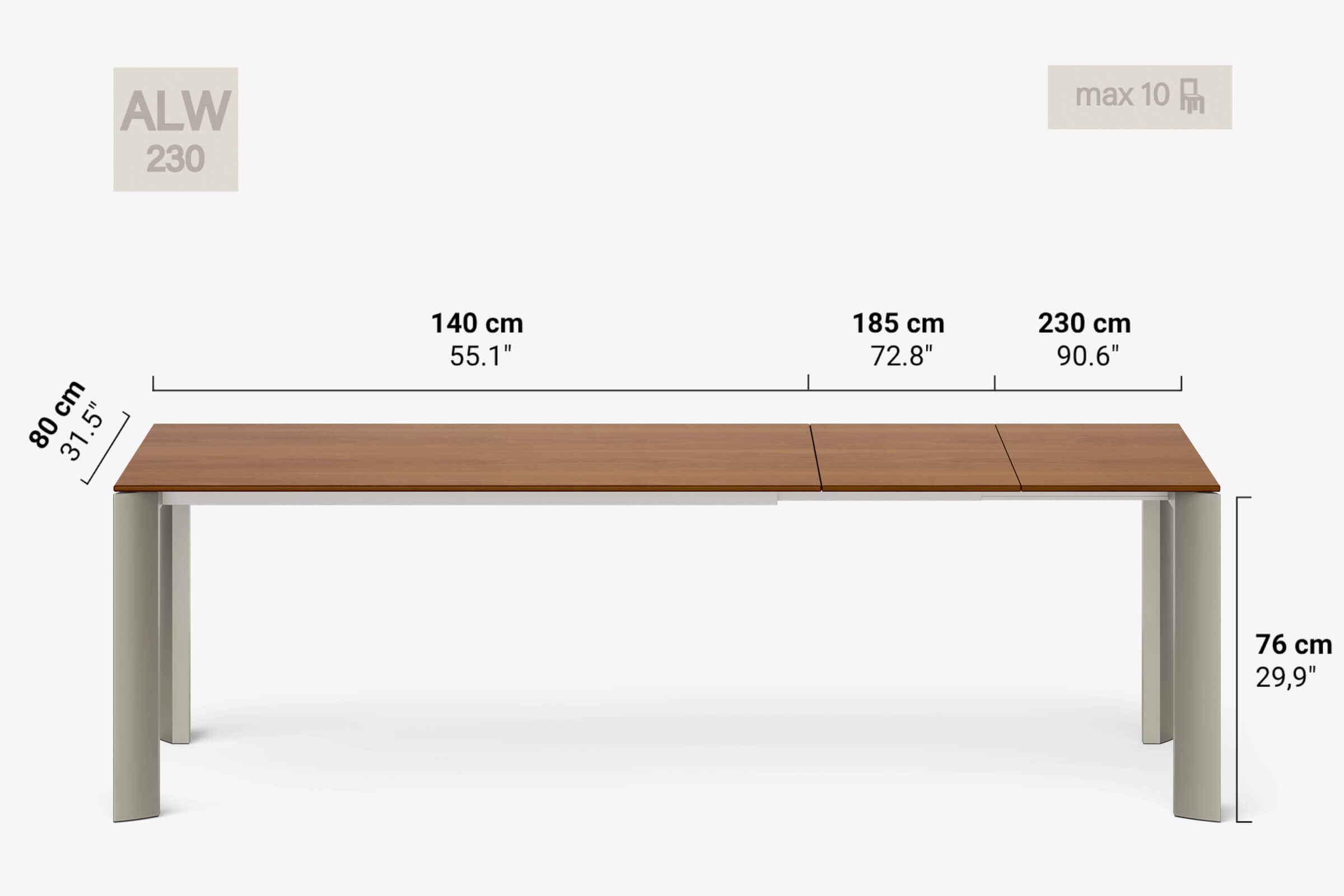 BERNINI Bois - Table à manger extensible