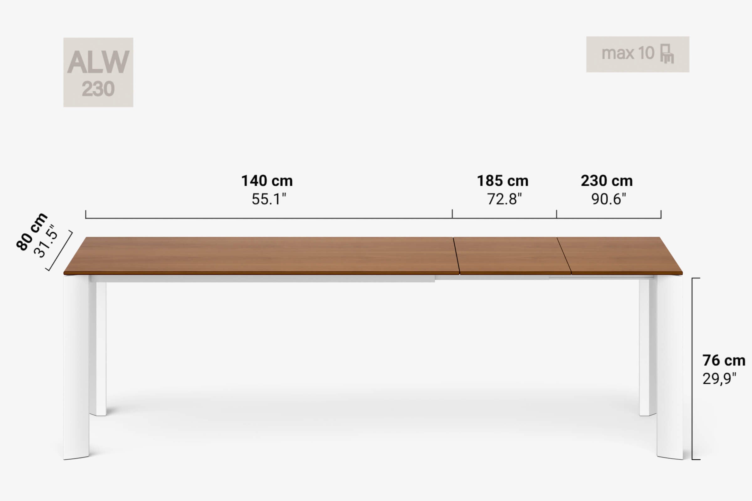 BERNINI Bois - Table à manger extensible