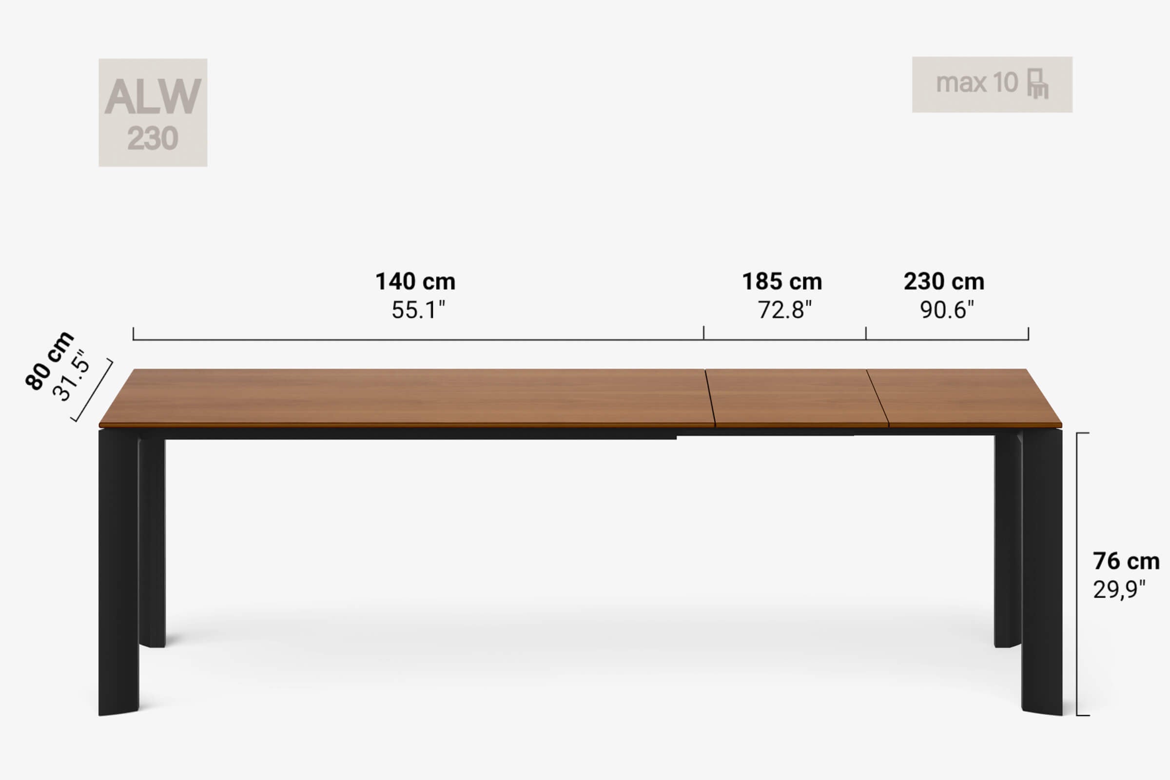 BERNINI Bois - Table à manger extensible