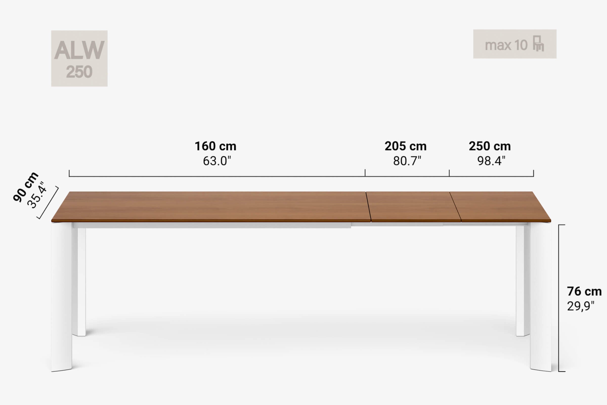 BERNINI Bois - Table à manger extensible