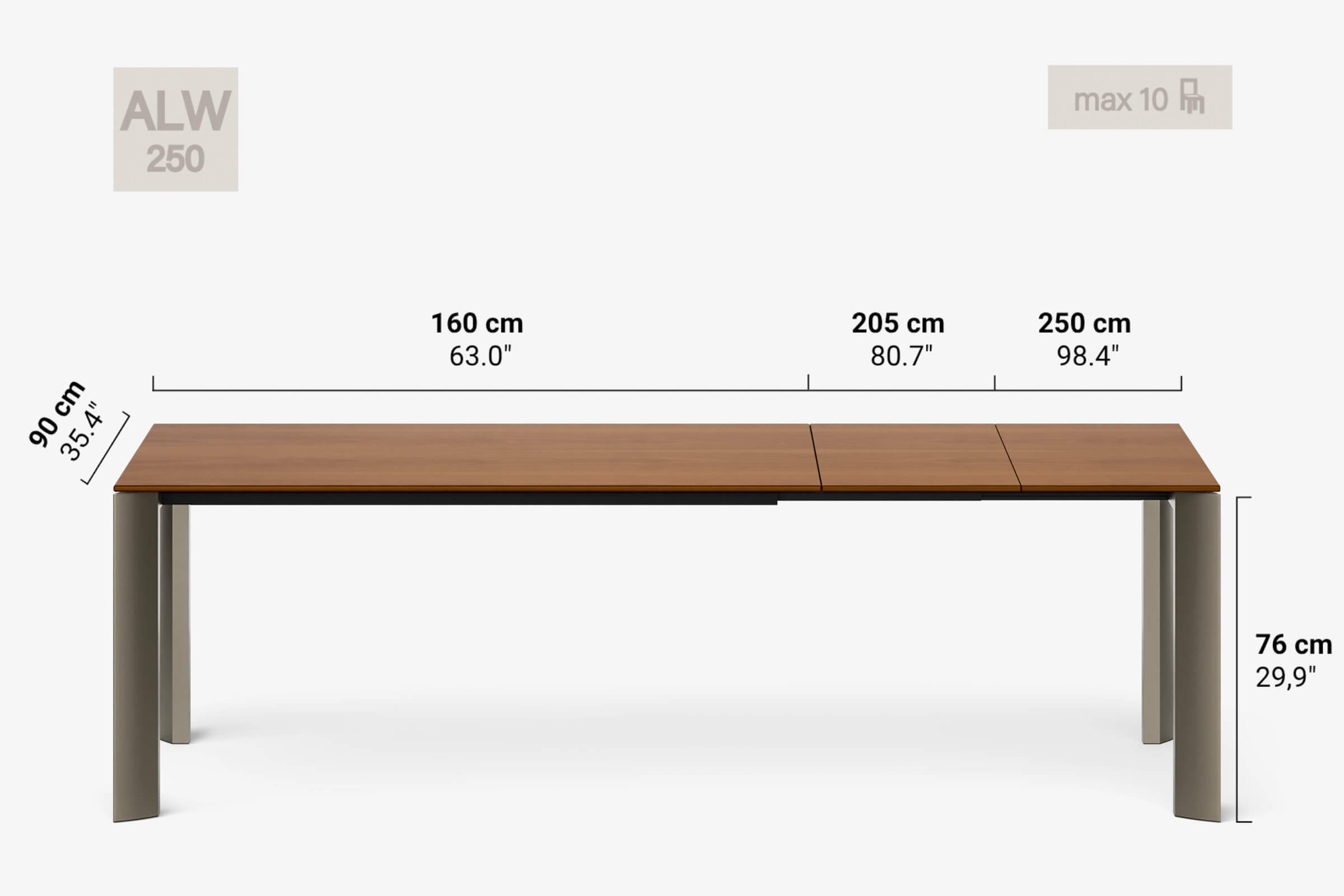 BERNINI Bois - Table à manger extensible