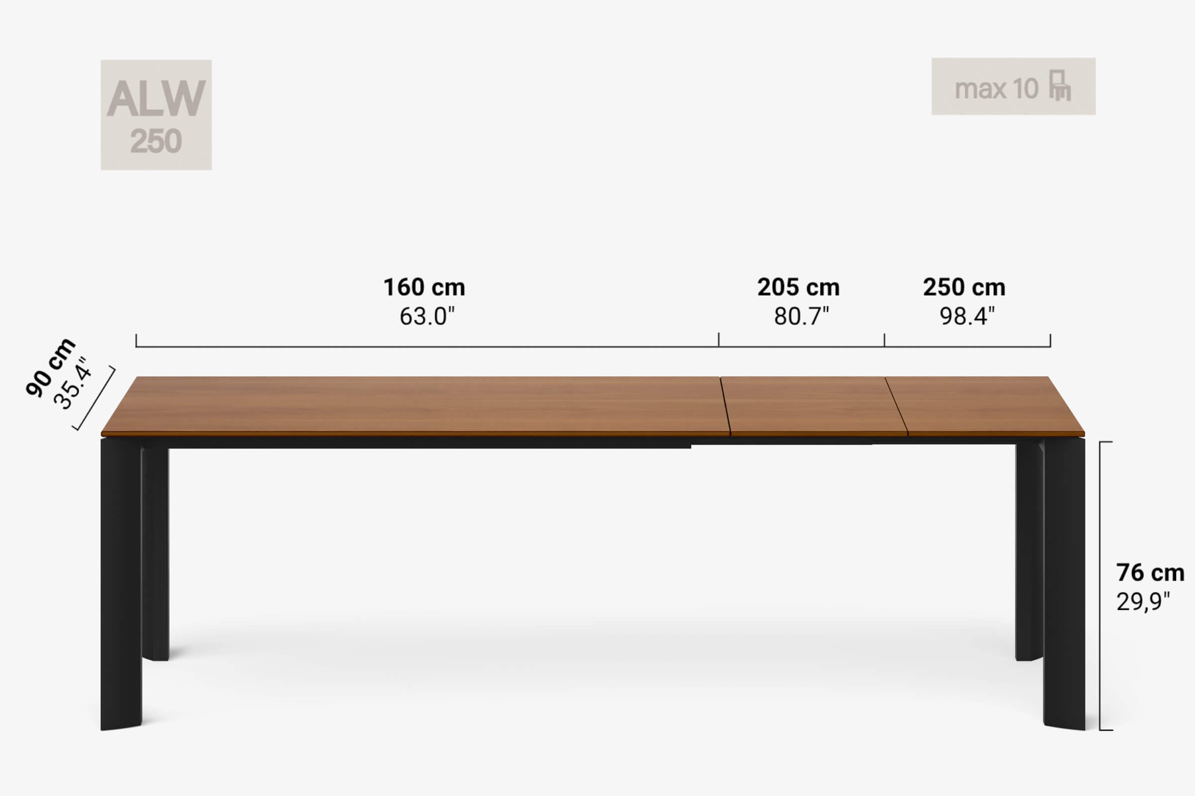 BERNINI Bois - Table à manger extensible