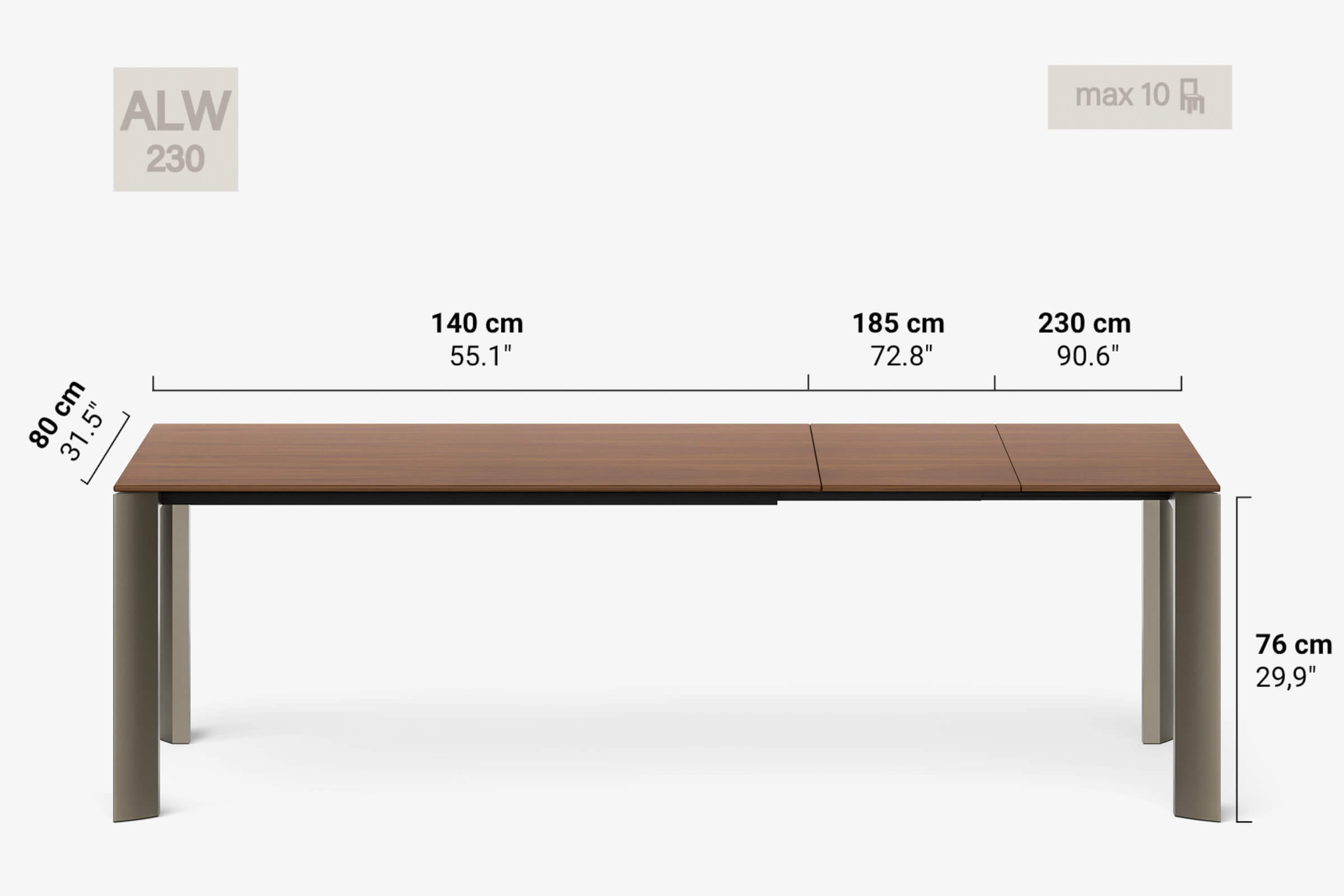 BERNINI Bois - Table à manger extensible