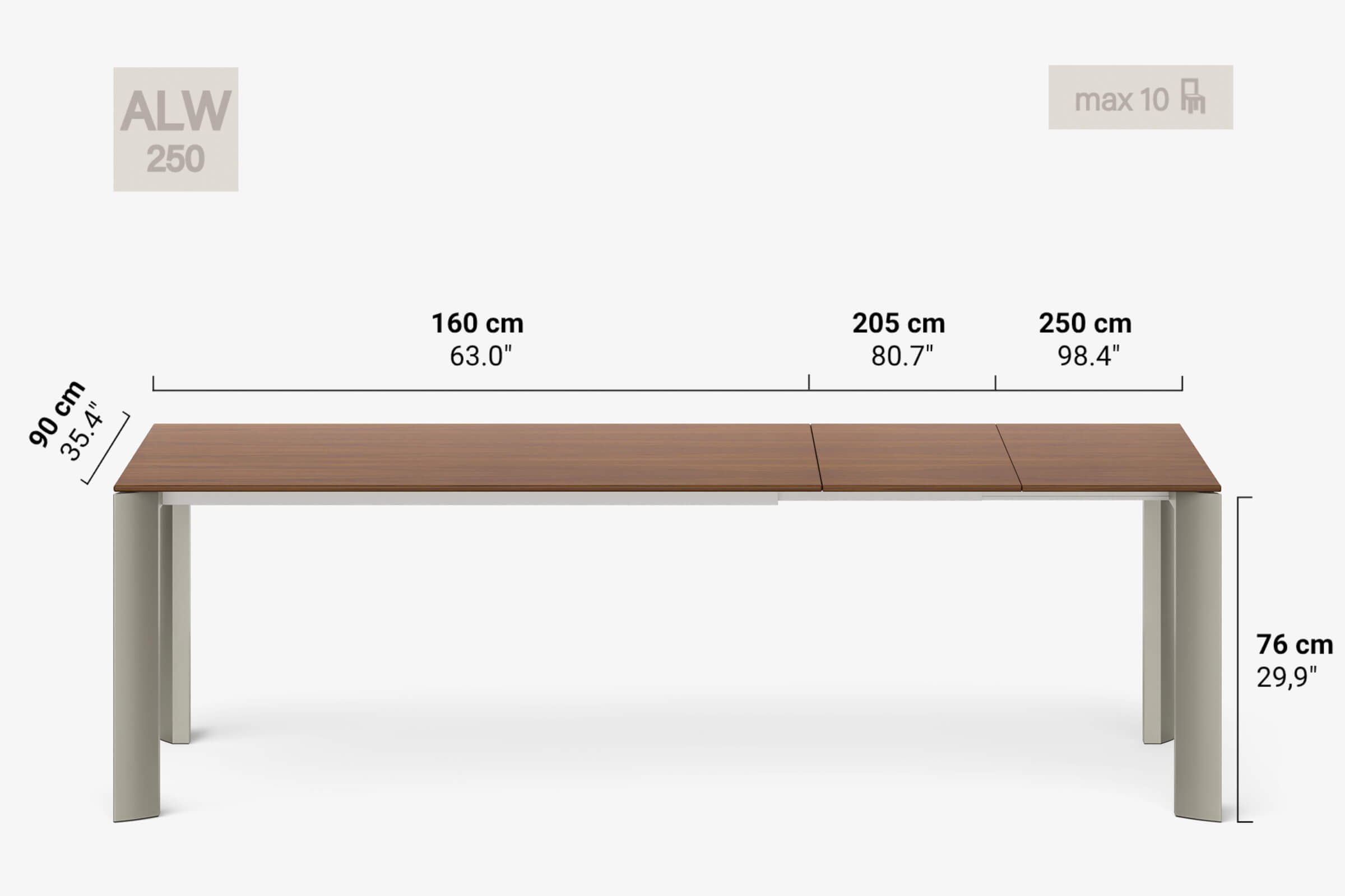 BERNINI Bois - Table à manger extensible