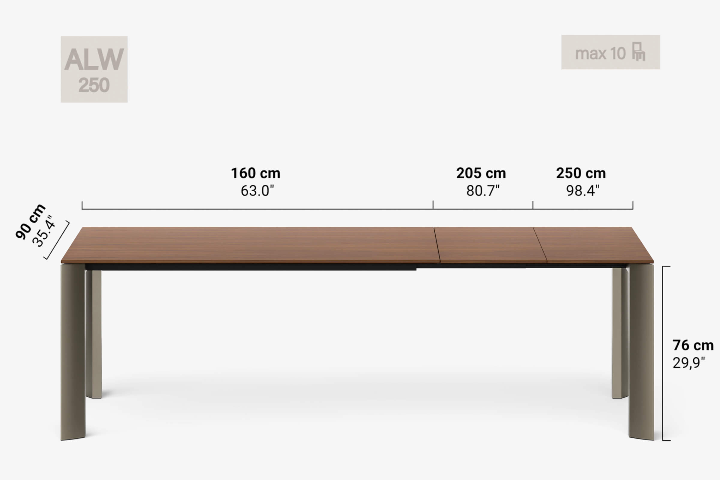BERNINI Bois - Table à manger extensible