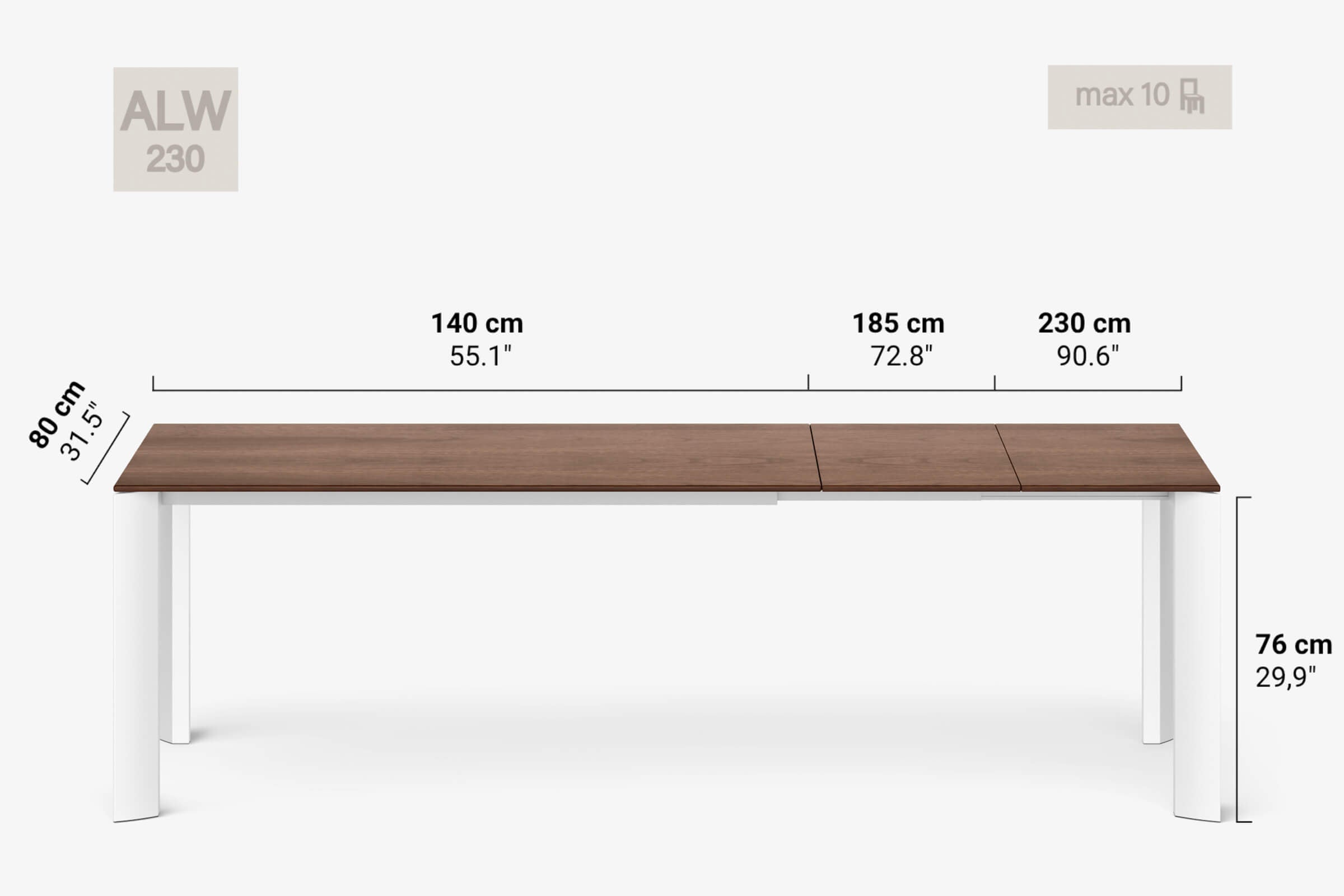 BERNINI Bois - Table à manger extensible