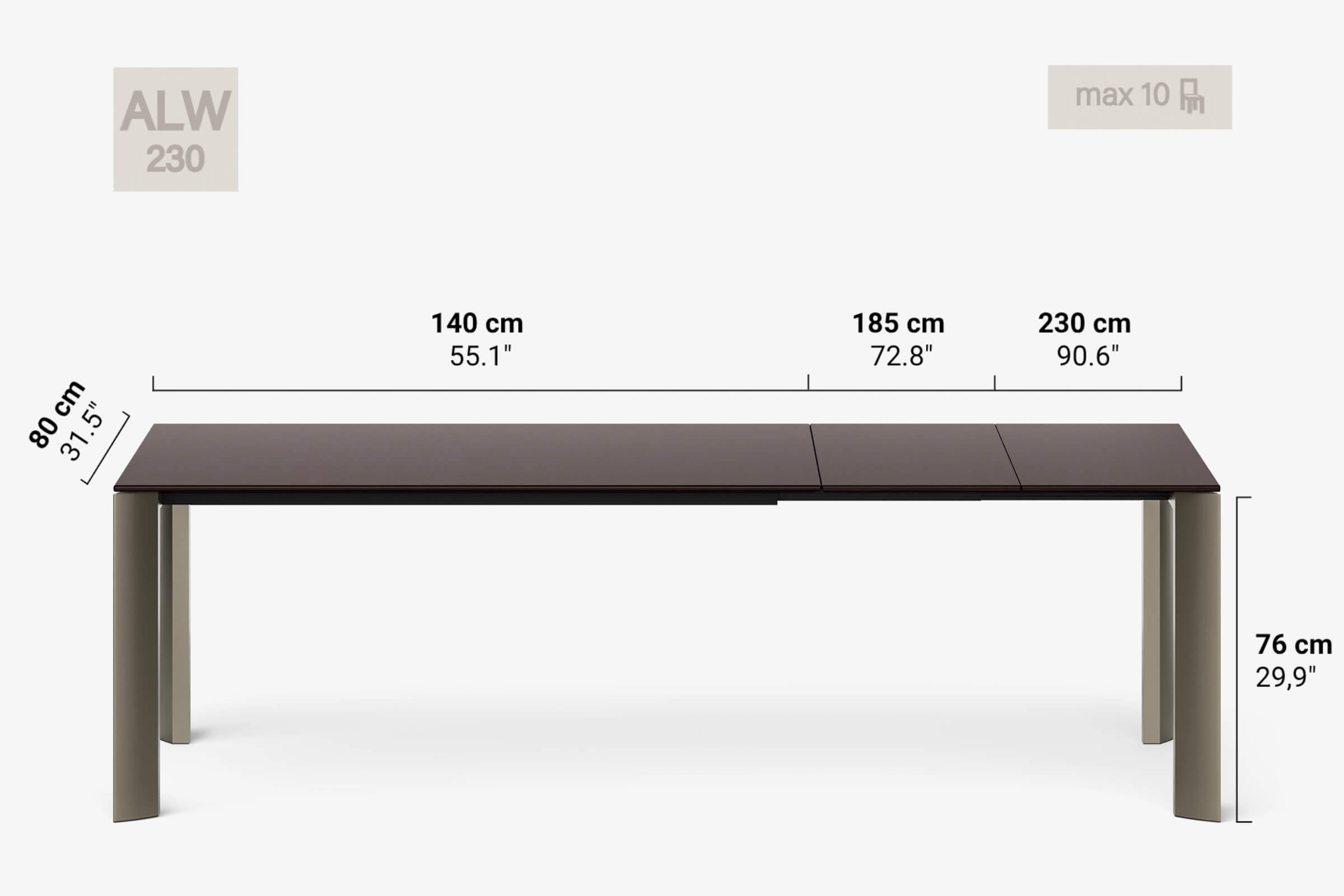 BERNINI Bois - Table à manger extensible