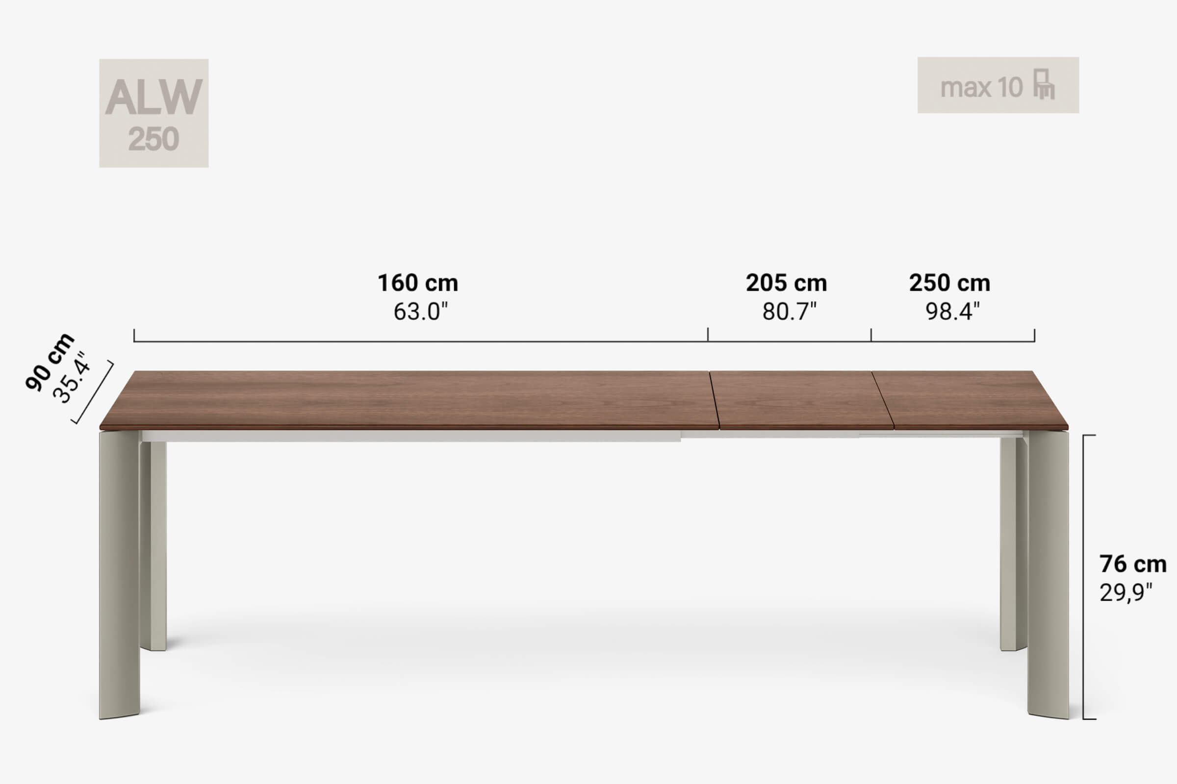 BERNINI Bois - Table à manger extensible