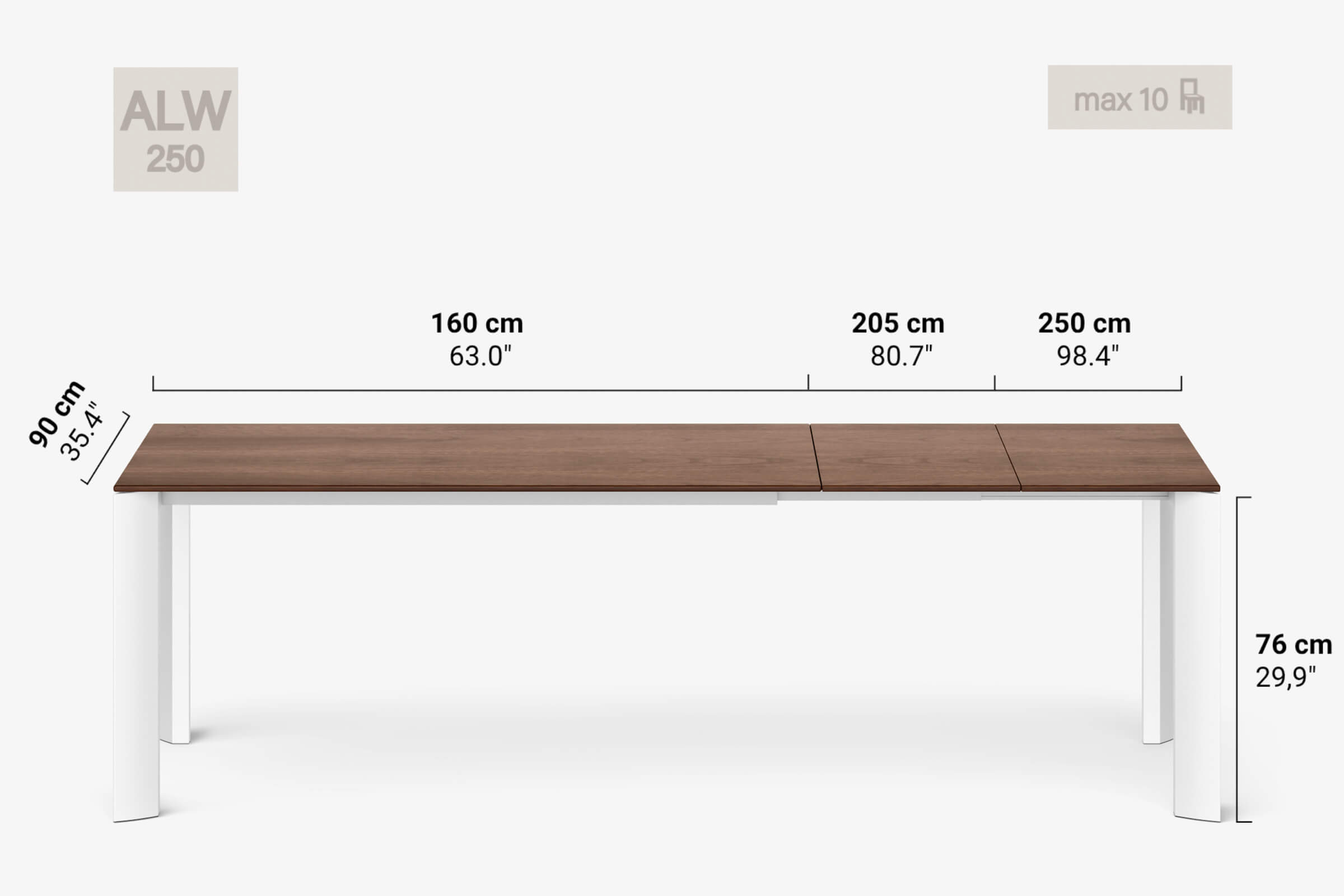 BERNINI Bois - Table à manger extensible