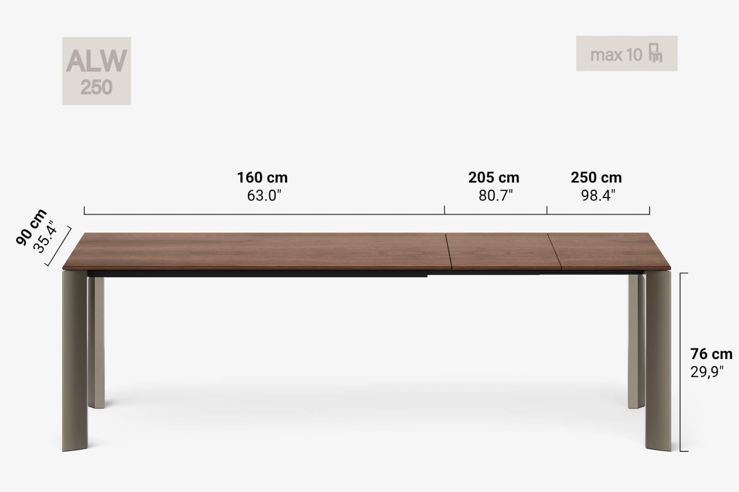 BERNINI Bois - Table à manger extensible