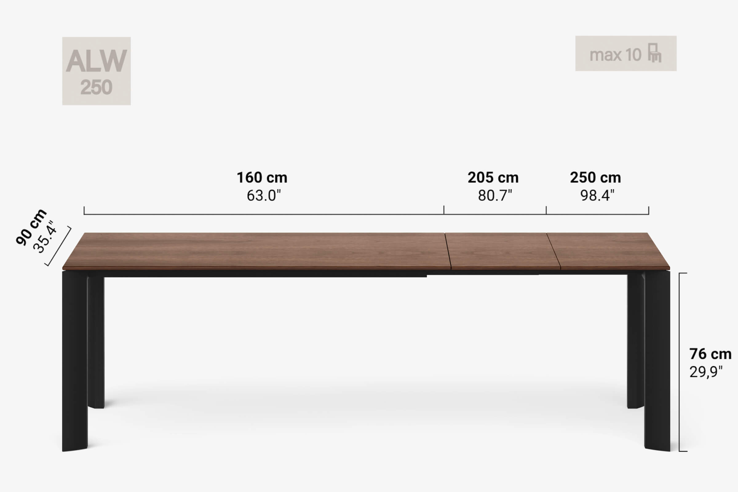 BERNINI Bois - Table à manger extensible