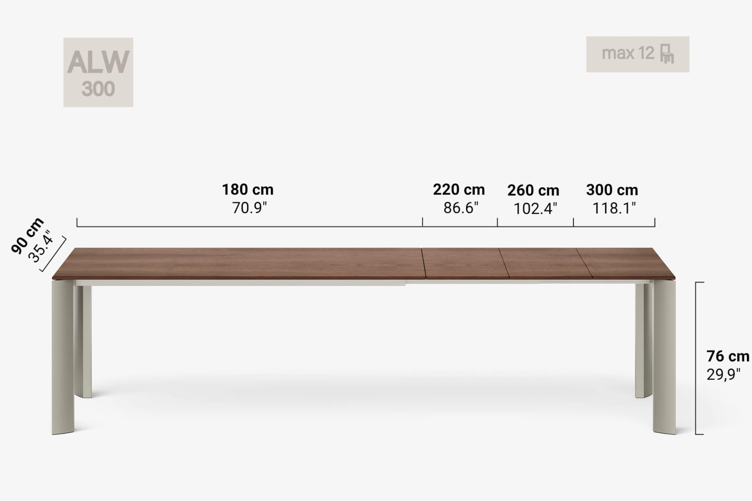 BERNINI Bois - Table à manger extensible