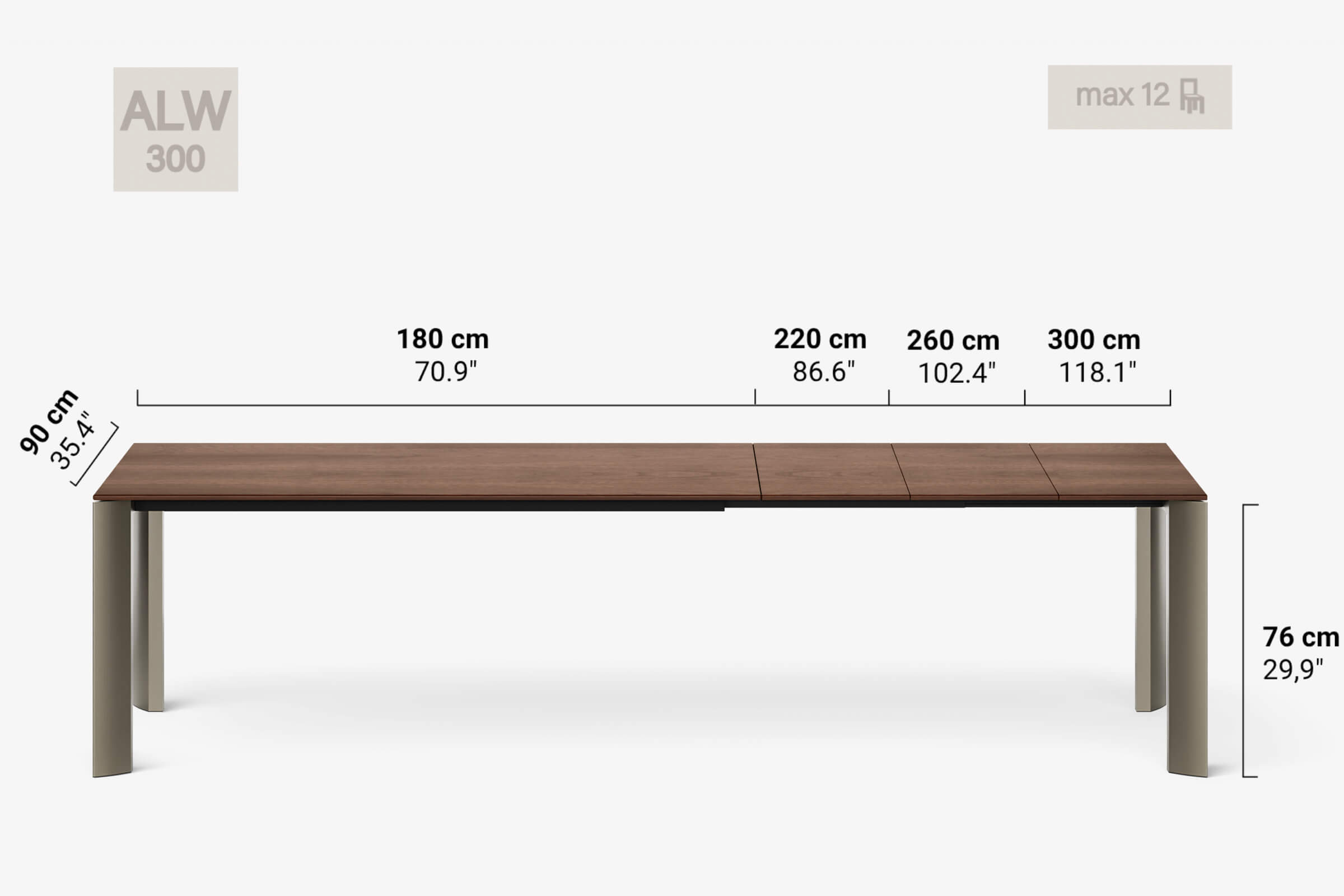 BERNINI Bois - Table à manger extensible