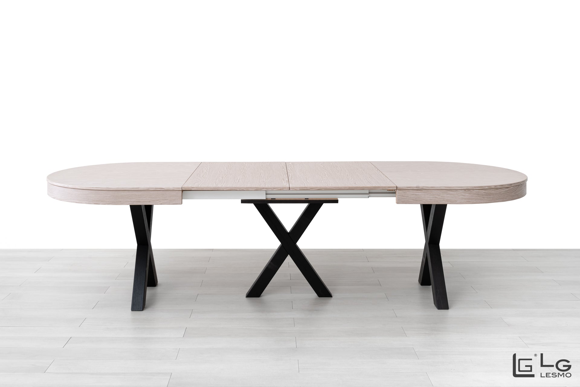 EXTENDABLE TABLE<br>Finish: Grey Oak<br> up to 14 seats