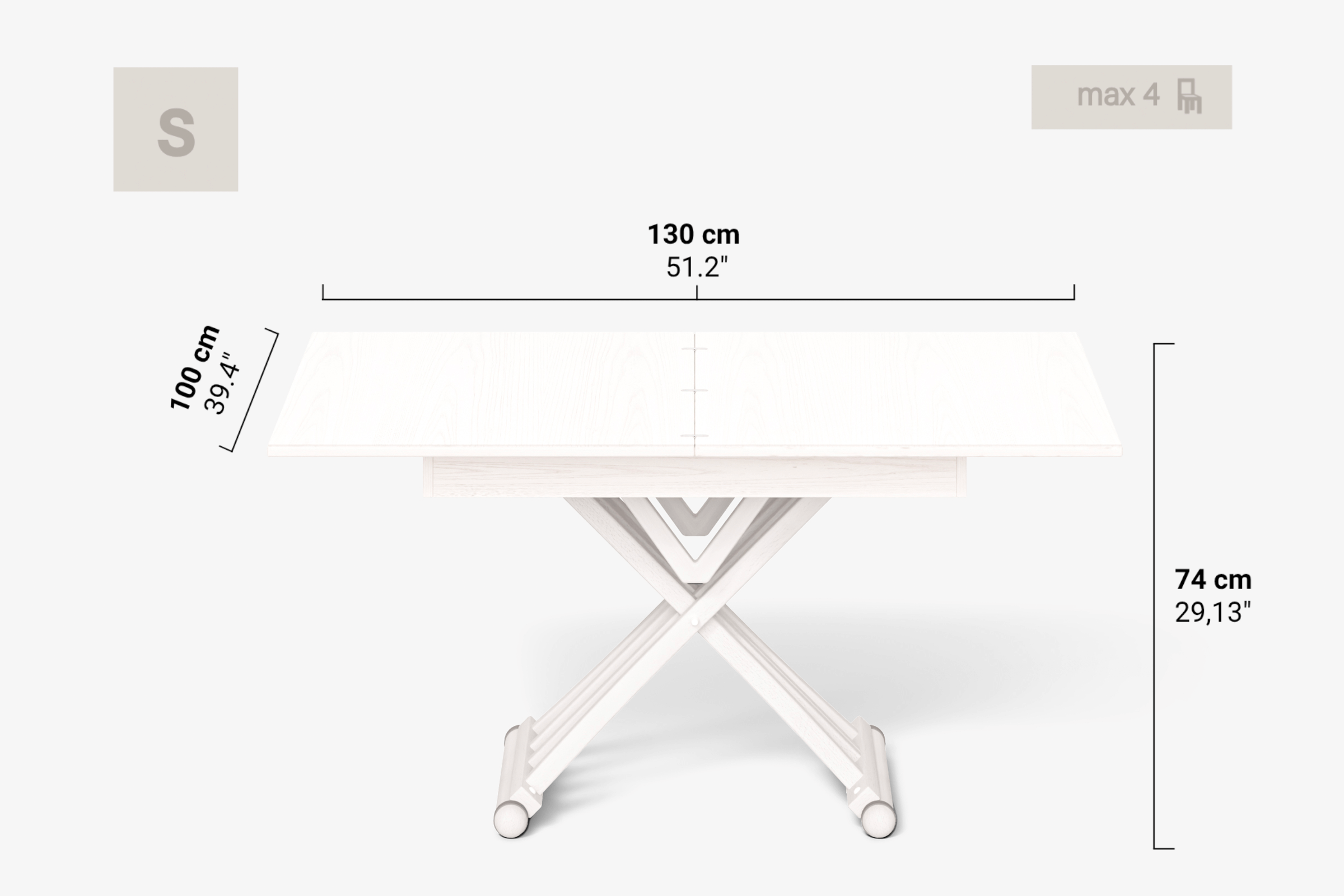 Tavolino trasformabile a rotazione BOTTICELLI