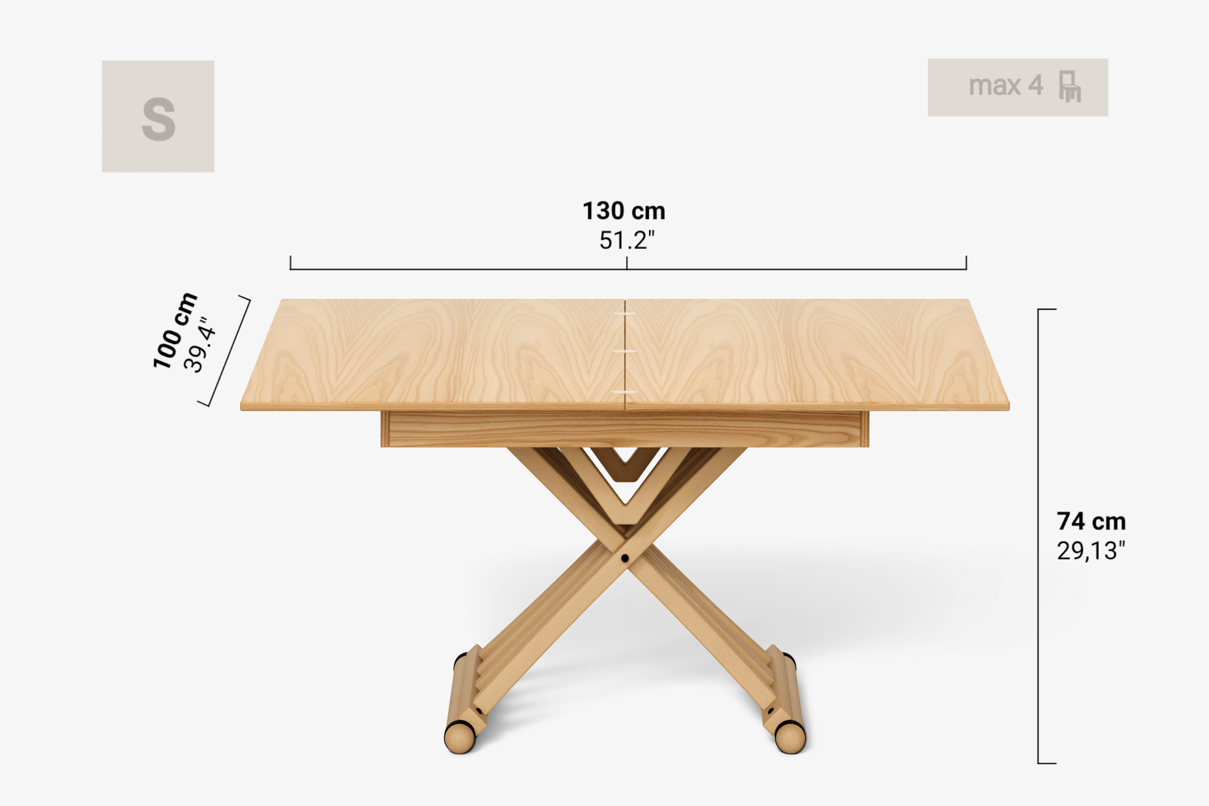 Tavolino trasformabile a rotazione BOTTICELLI