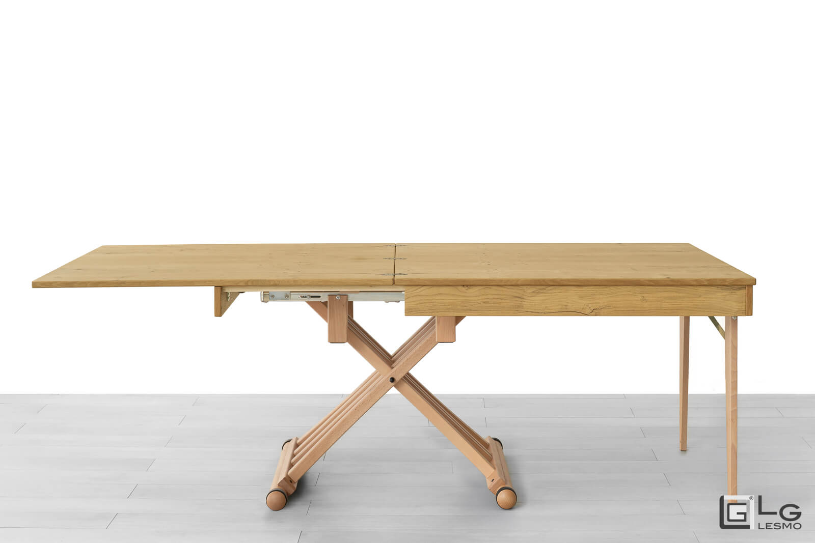 TAVOLINO TRASFORMABILE </br>Finitura Rovere Grezzo</br>220cm - 10 posti