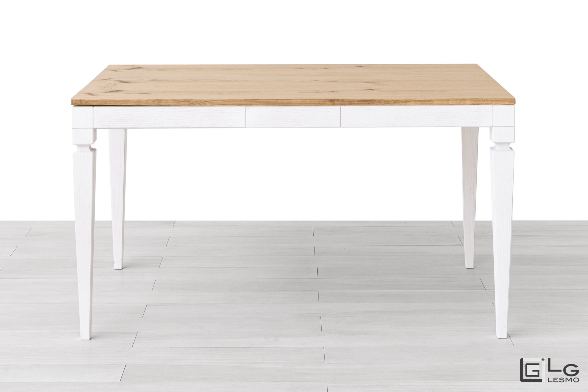 TAVOLO ALLUNGABILE<br>Finitura: Rovere Grezzo e Bianco<br>Posti a sedere: Fino a 16