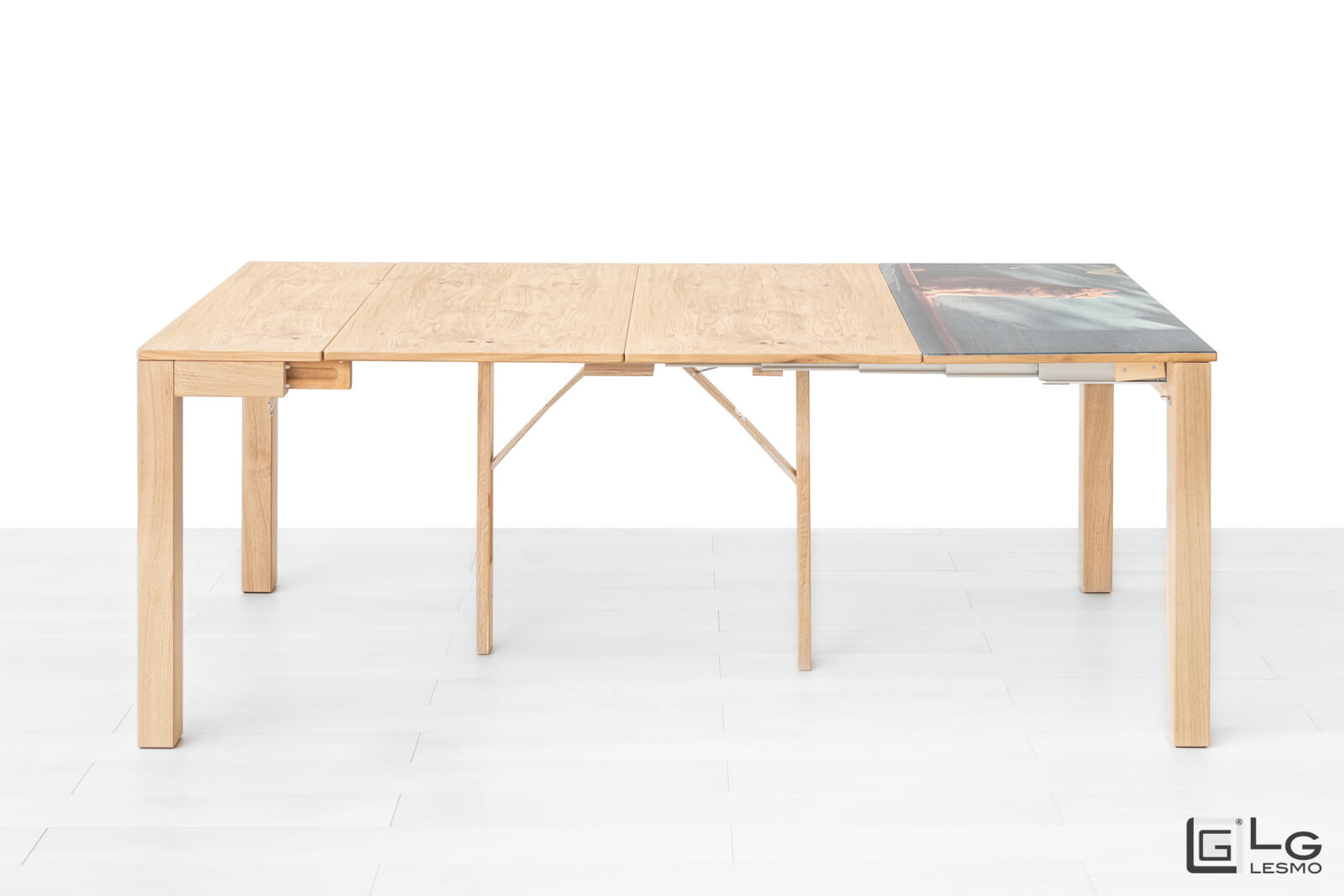 CONSOLLE ALLUNGABILE<br>Finitura: Rovere Grezzo<br>Posti a sedere: Fino a 10