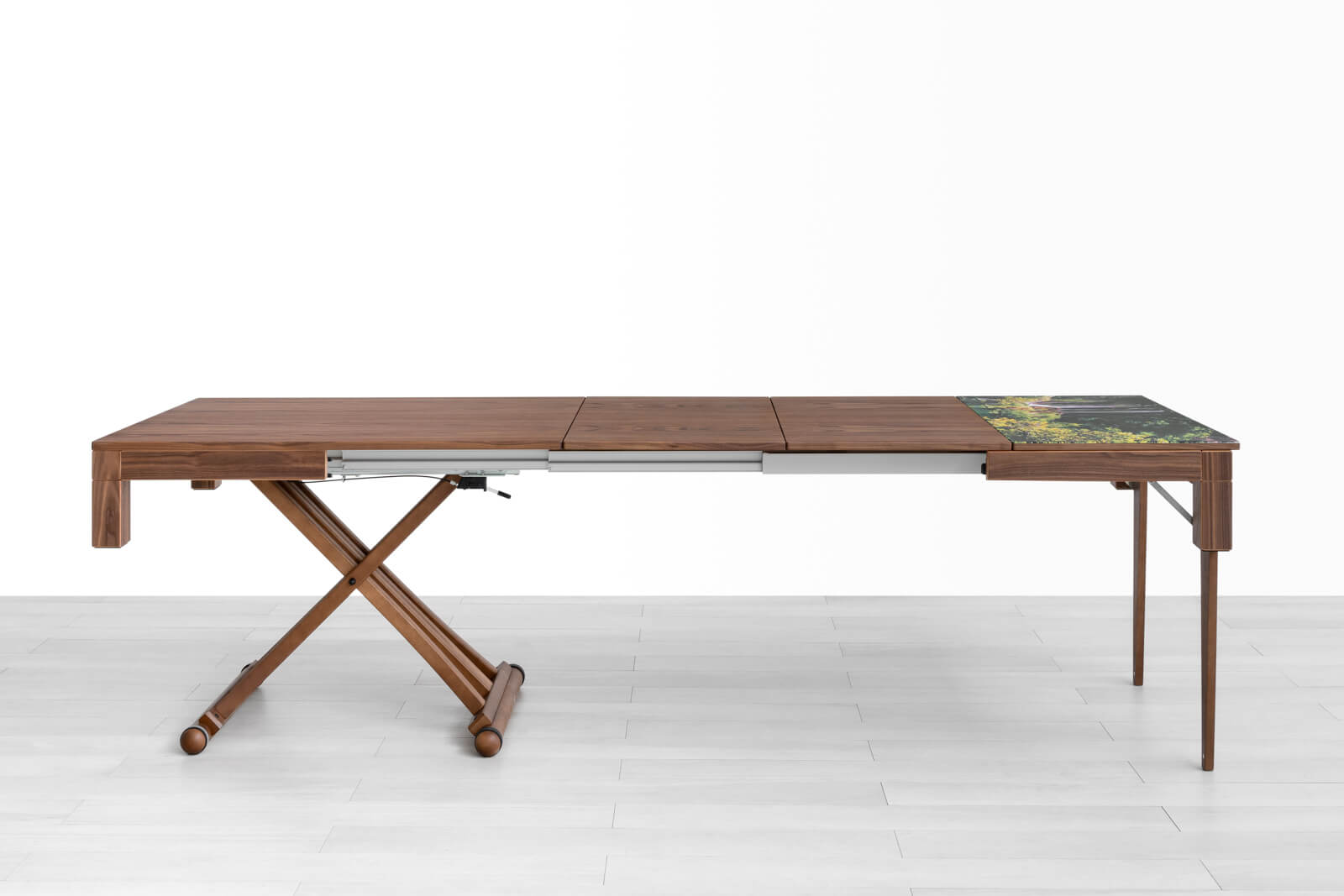 TRANSFORMABLE COFFEE TABLE<br>Finish: Canaletto Walnut<br>up to 12 seats