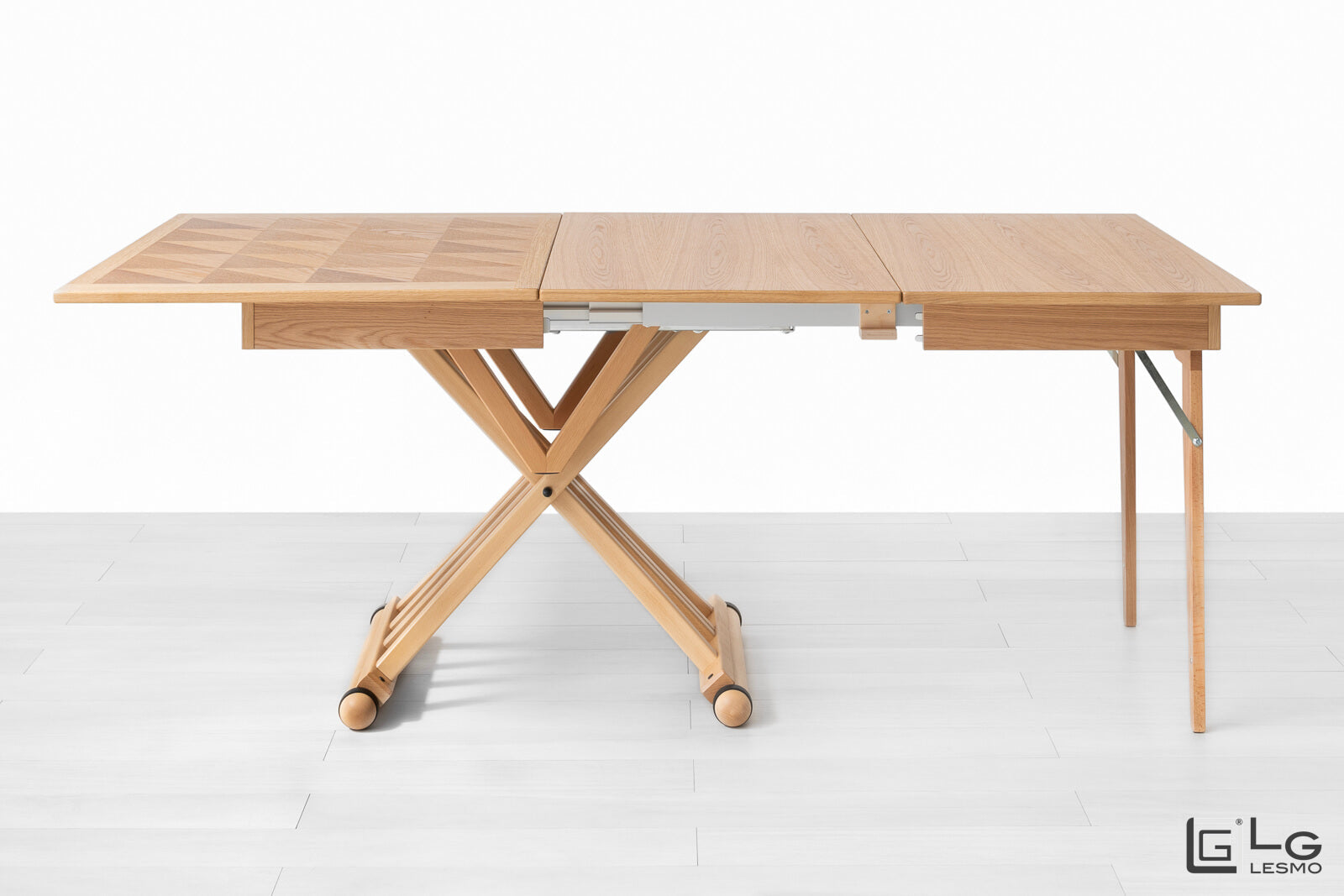 TAVOLINO ALLUNGABILE<br>Finitura: Rovere<br>Posti a sedere: Fino a 10