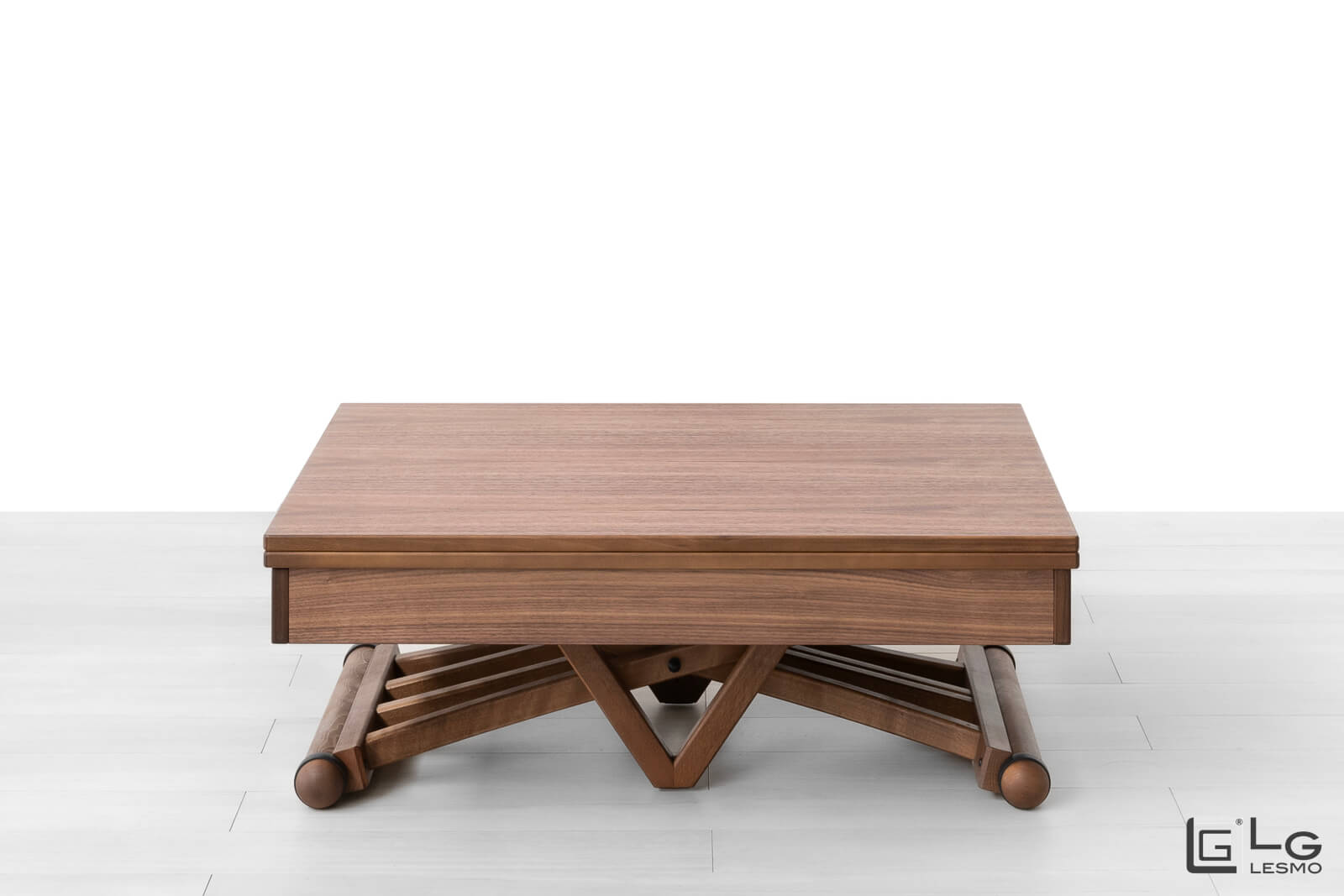 TRANSFORMABLE COFFEE TABLE<br>Finitura: Noce Canaletto Naturale<br>Fino a 8 posti