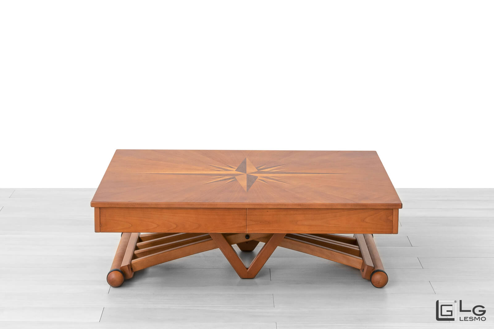 TAVOLINO DA CAFFÈ ALLUNGABILE<br>Finitura: Ciliegio Americano<br>Fino a 14 posti